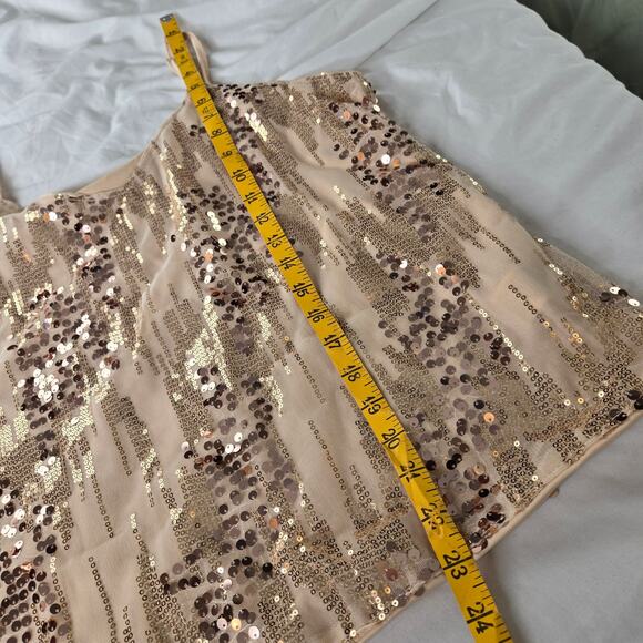 Shein NWT mesh sequin cami top Large 8/10 gold cream - Picture 12 of 13